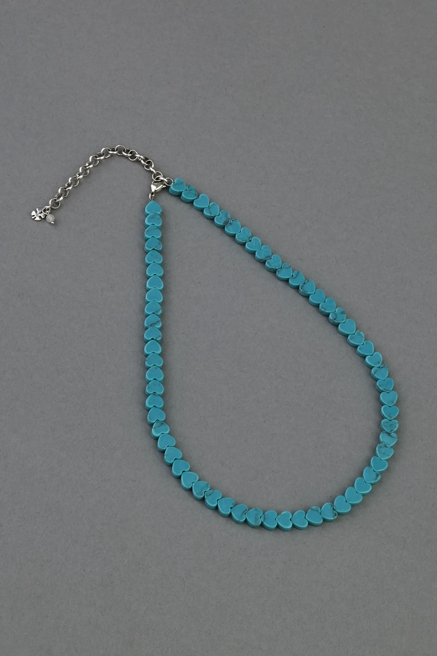 TURQUOISE HEART BEADED COLLAR NECKLACE, image 1