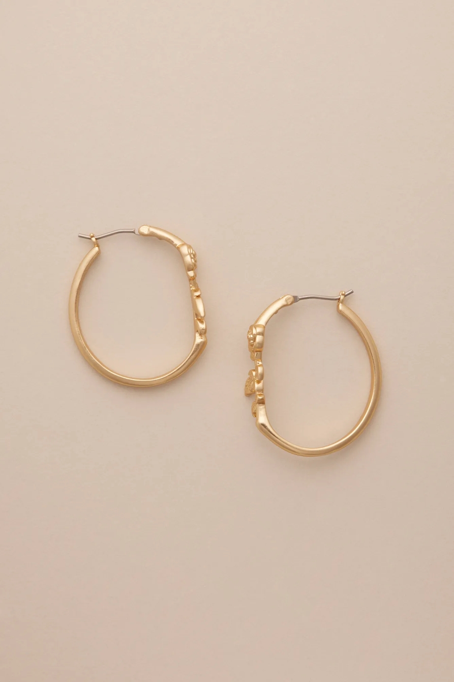 CARVED ROSE HOOP EARRING, image 2