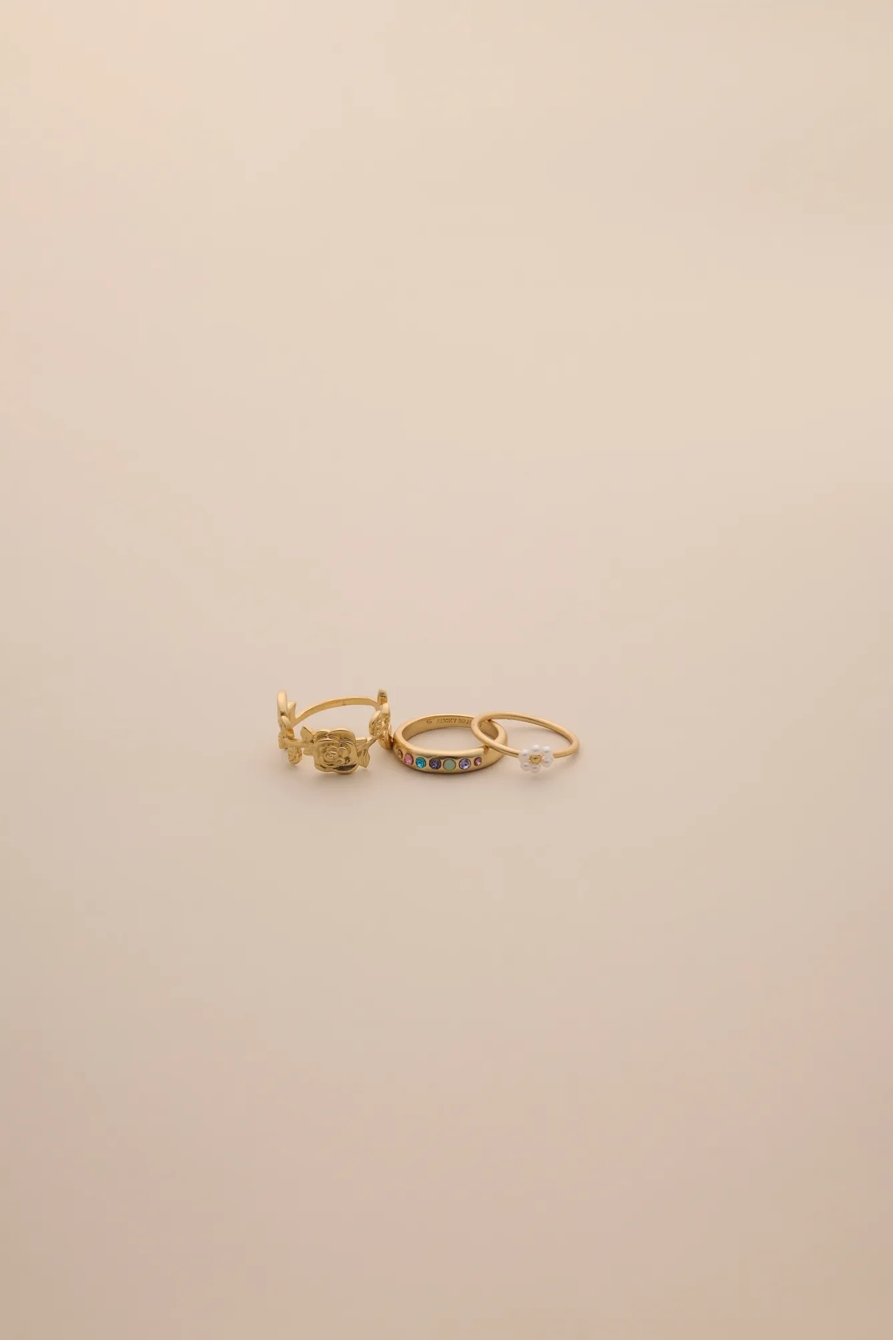 ETCHED FLOWER RING STACK, image 2