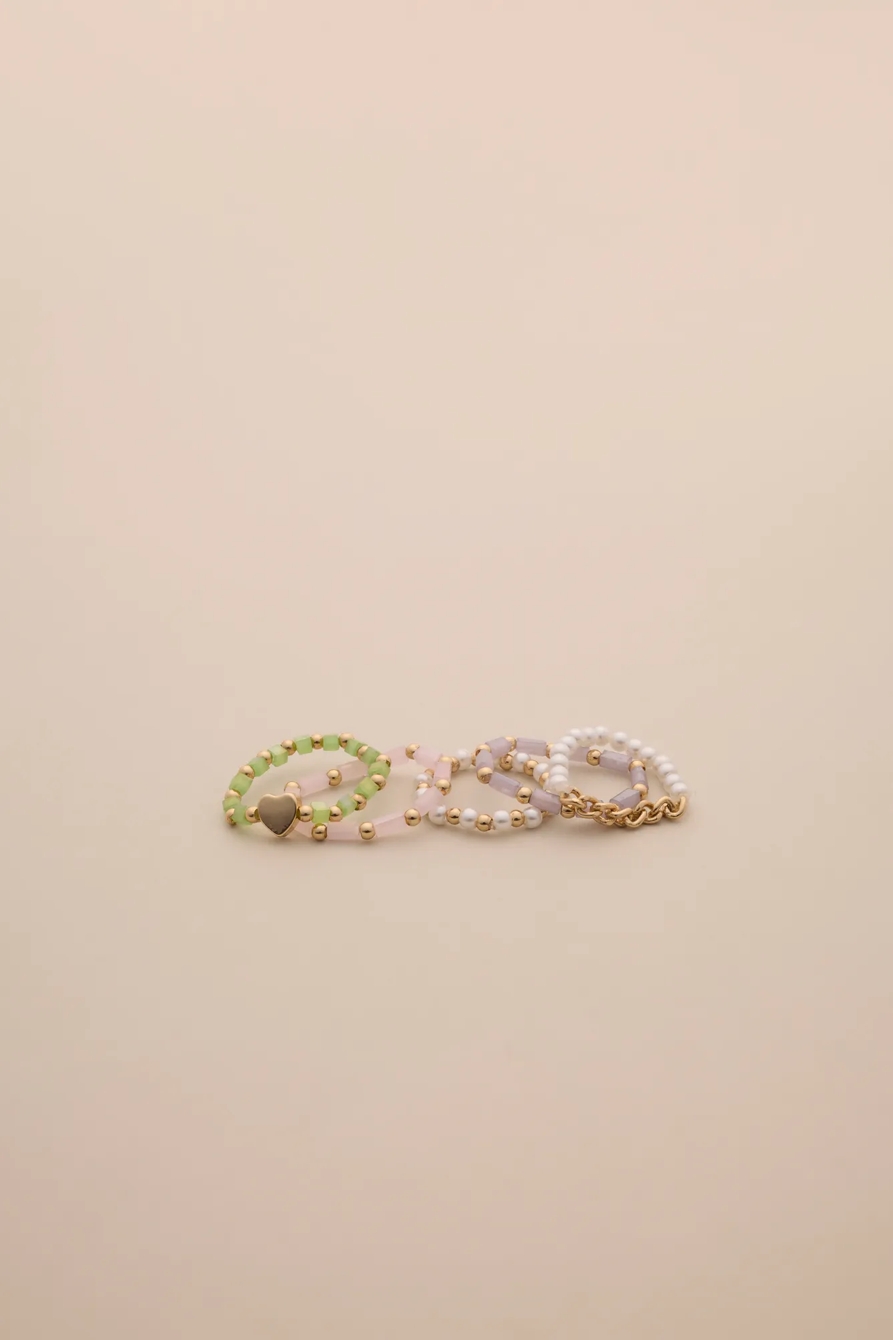 PEARL AND BEADED RING STACK, image 2