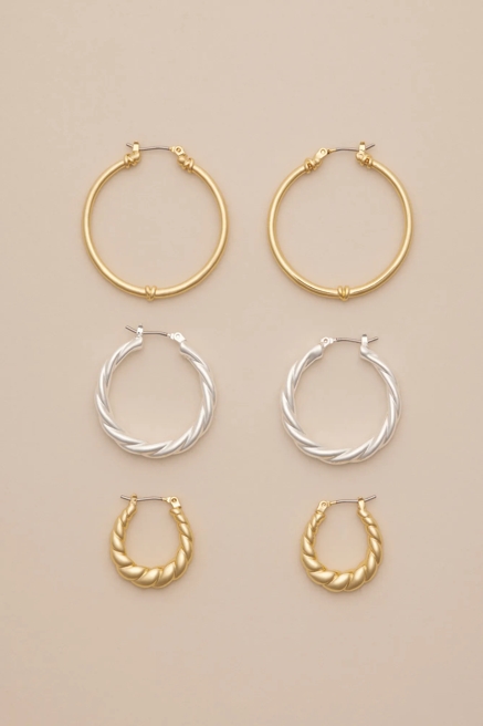 TWO TONE TWISTED HOOP SET, image 1