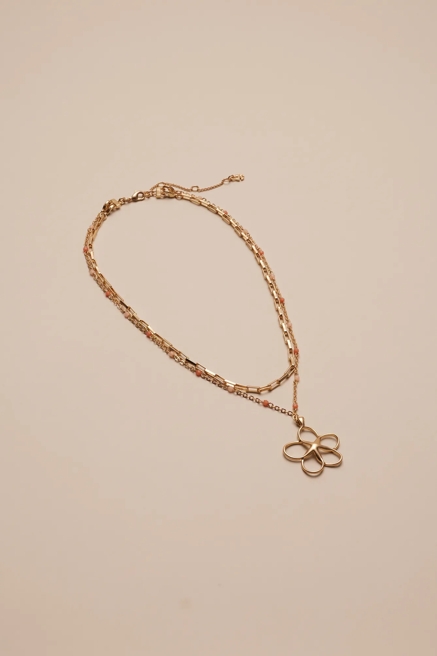 DAISY BEADED LAYER NECKLACE, image 1