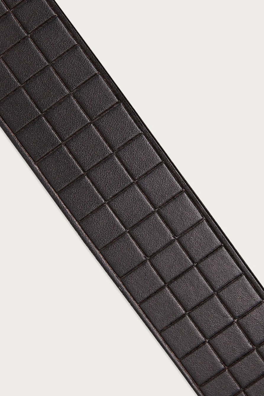 GRID TOOLED EMBOSSED LEATHER BELT, image 2