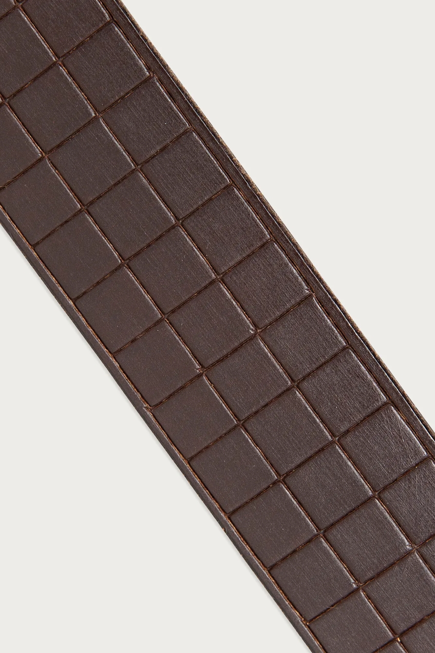 GRID TOOLED EMBOSSED LEATHER BELT, image 2