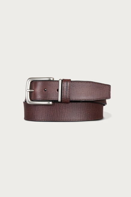 LEATHER JEAN BELT WITH METAL AND LEATHER KEEPER, image 1
