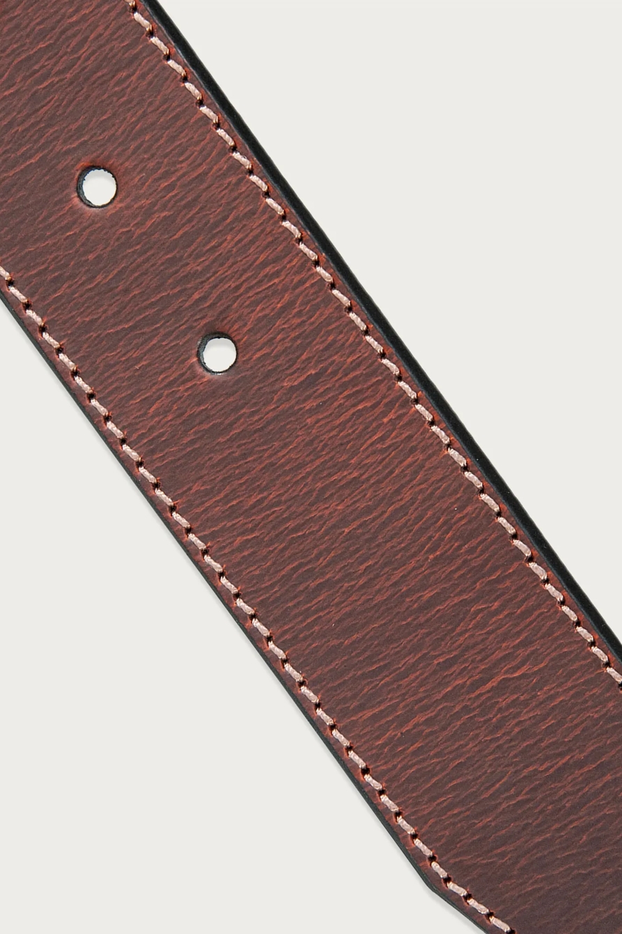 LEATHER JEAN BELT WITH METAL AND LEATHER KEEPER, image 2