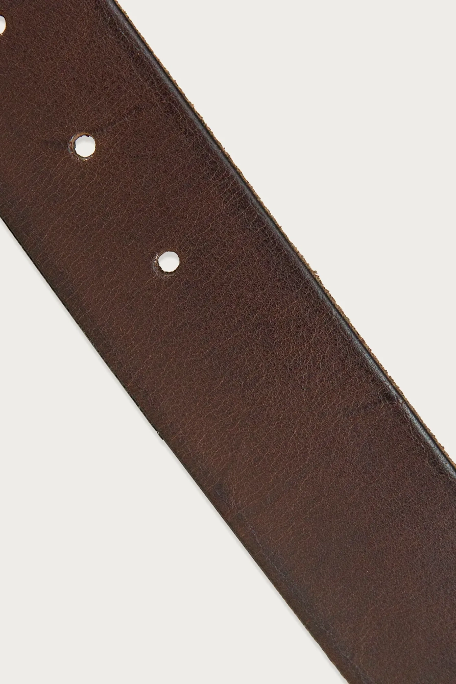 LEATHER JEAN BELT WITH ROLLER BUCKLE AND RIVETS
