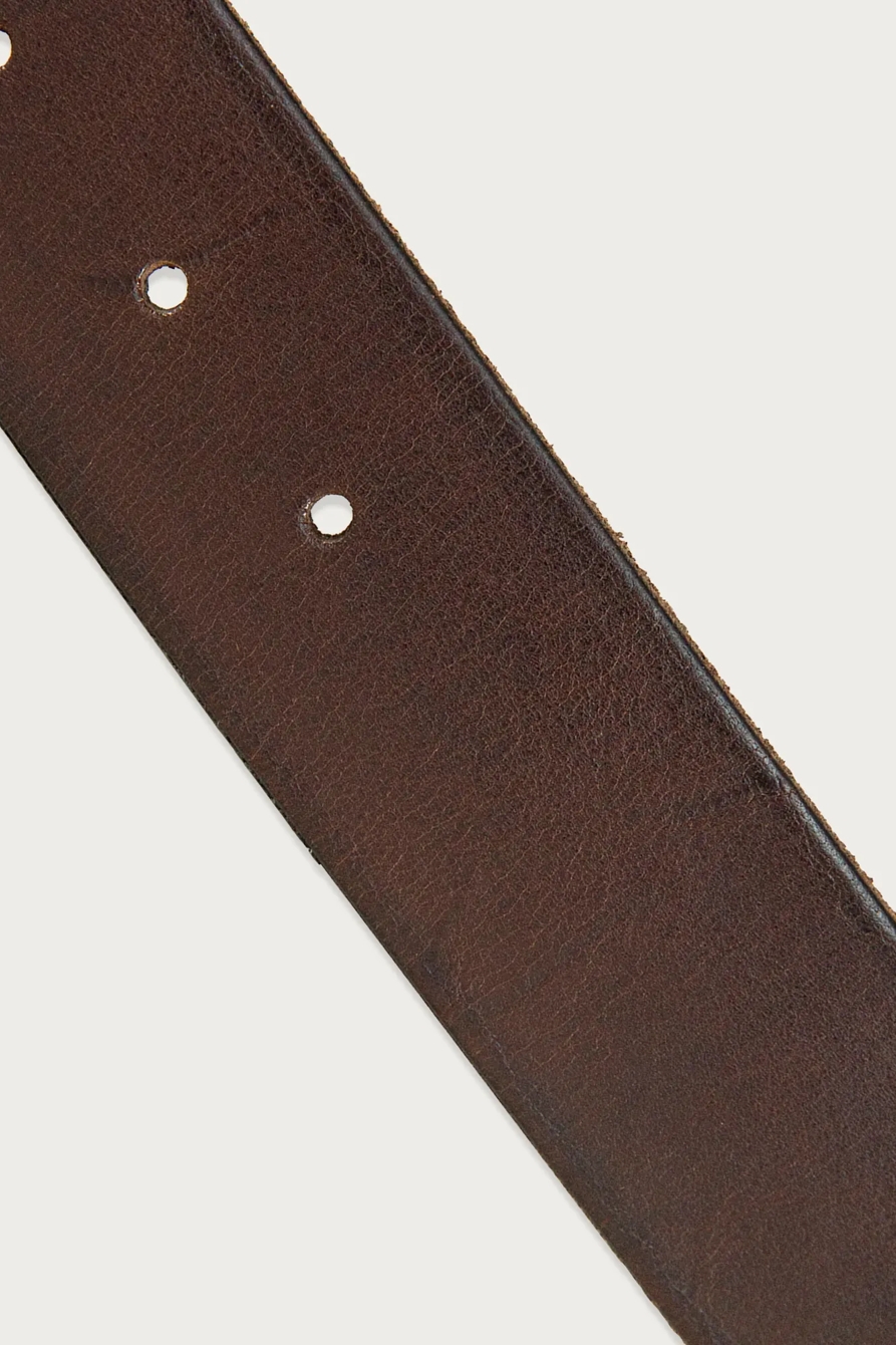 LEATHER JEAN BELT WITH ROLLER BUCKLE AND RIVETS, image 2