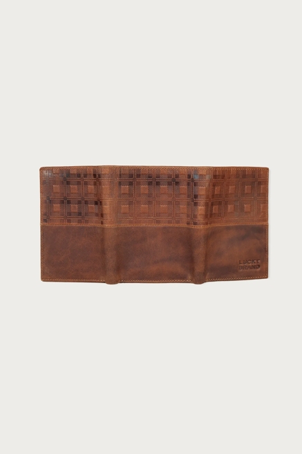 PLAID EMBOSSED LEATHER TRIFOLD WALLET, image 4