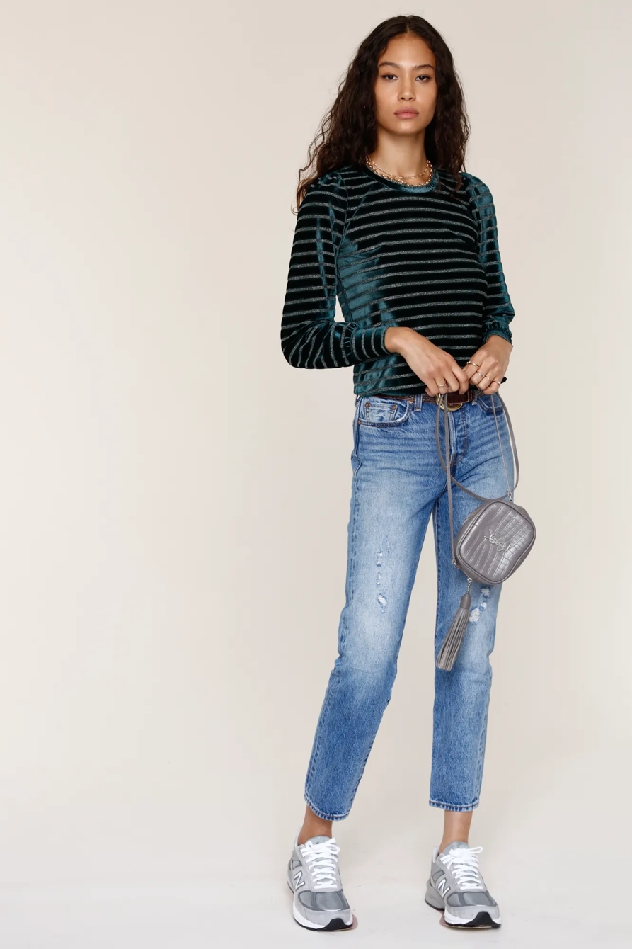 VELVET STRIPE SWEATSHIRT, image 2