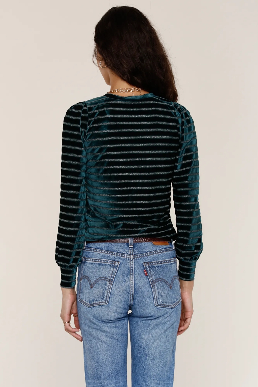VELVET STRIPE SWEATSHIRT, image 3