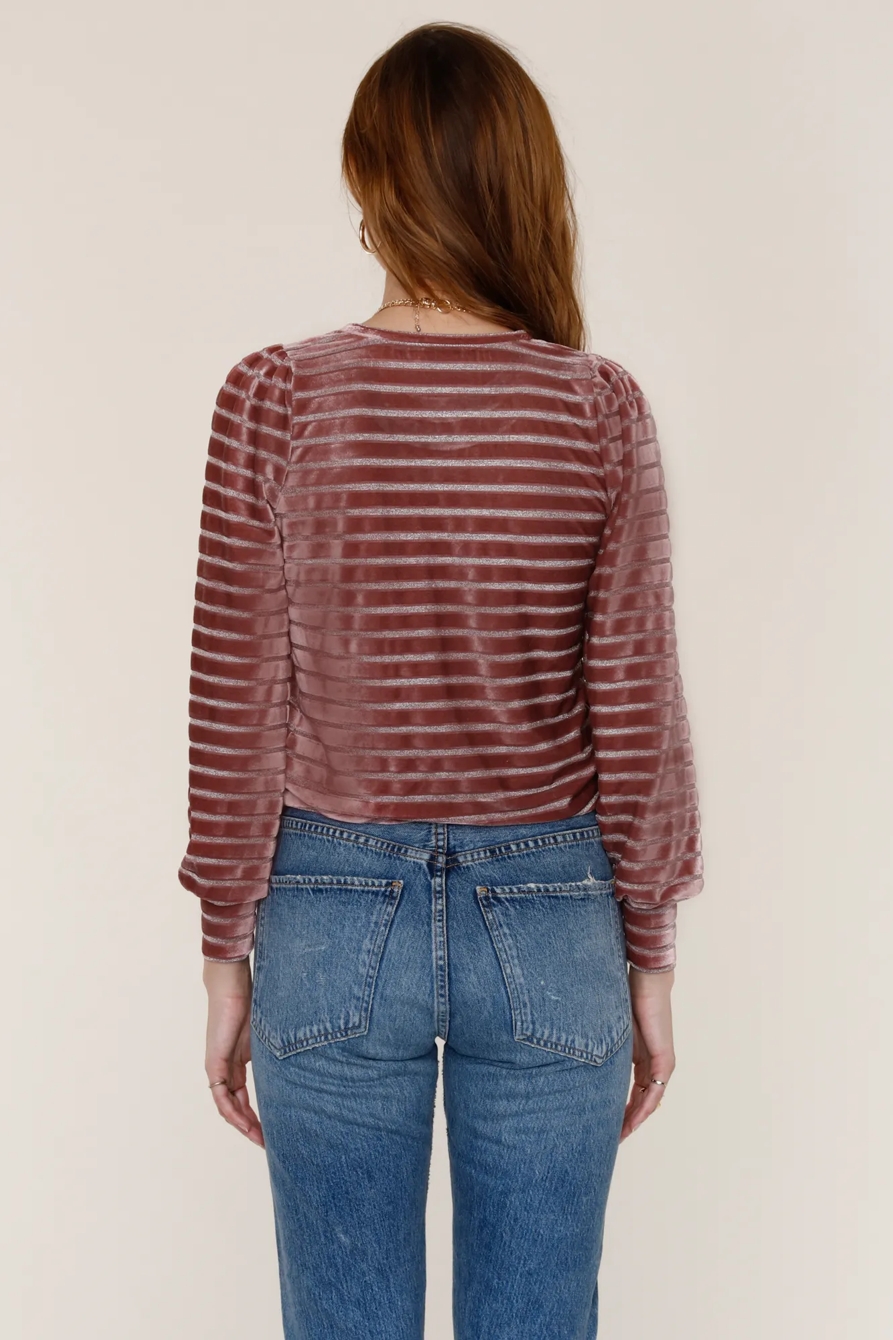 VELVET STRIPE SWEATSHIRT, image 3