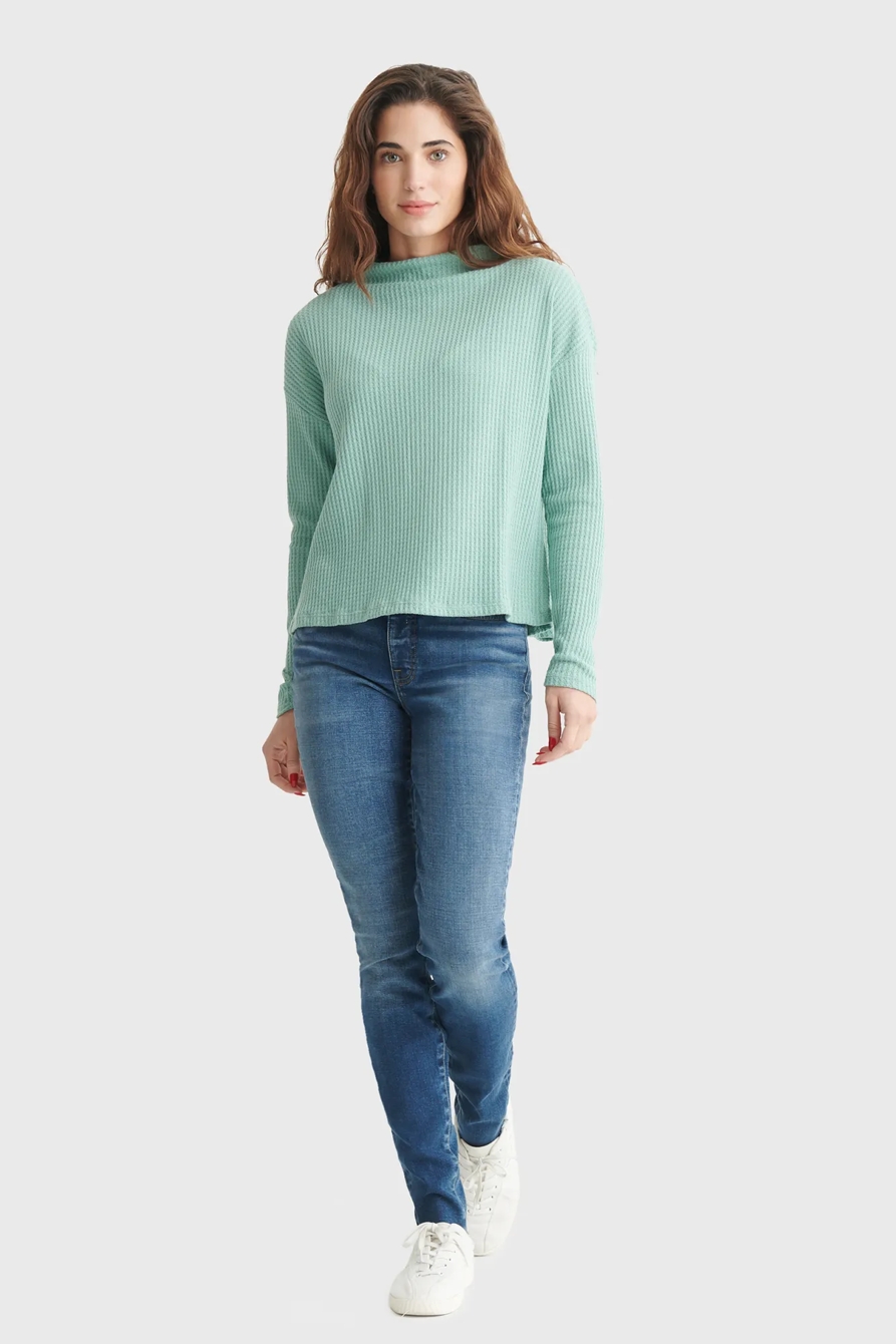 MOCK NECK WAFFLE TOP, image 2