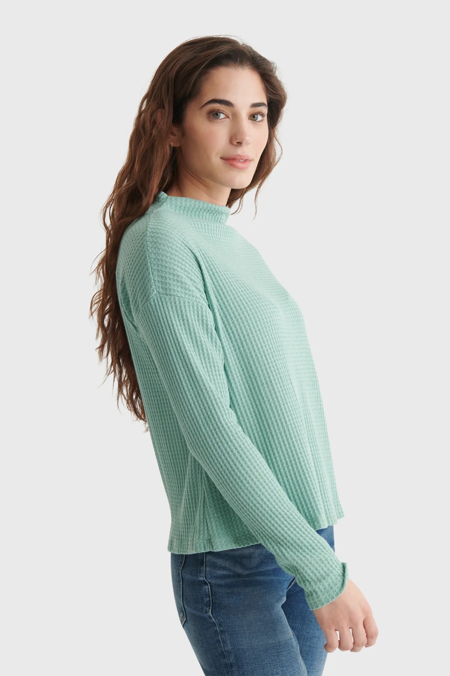 MOCK NECK WAFFLE TOP, image 3