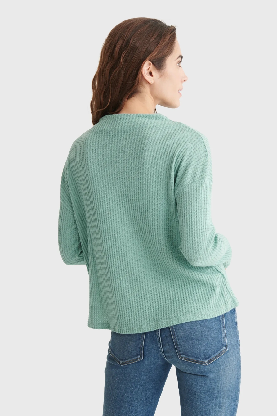MOCK NECK WAFFLE TOP, image 5