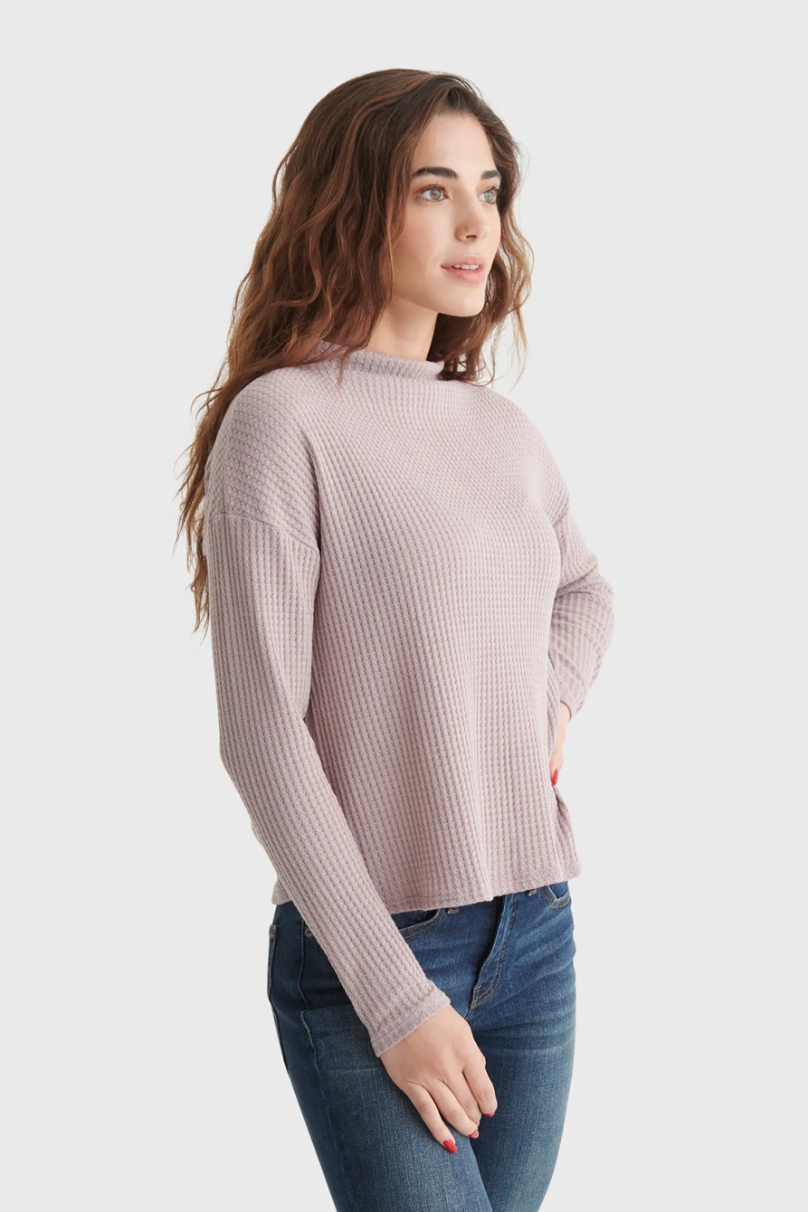 MOCK NECK WAFFLE TOP, image 3