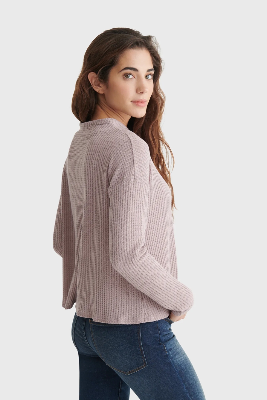 MOCK NECK WAFFLE TOP, image 5
