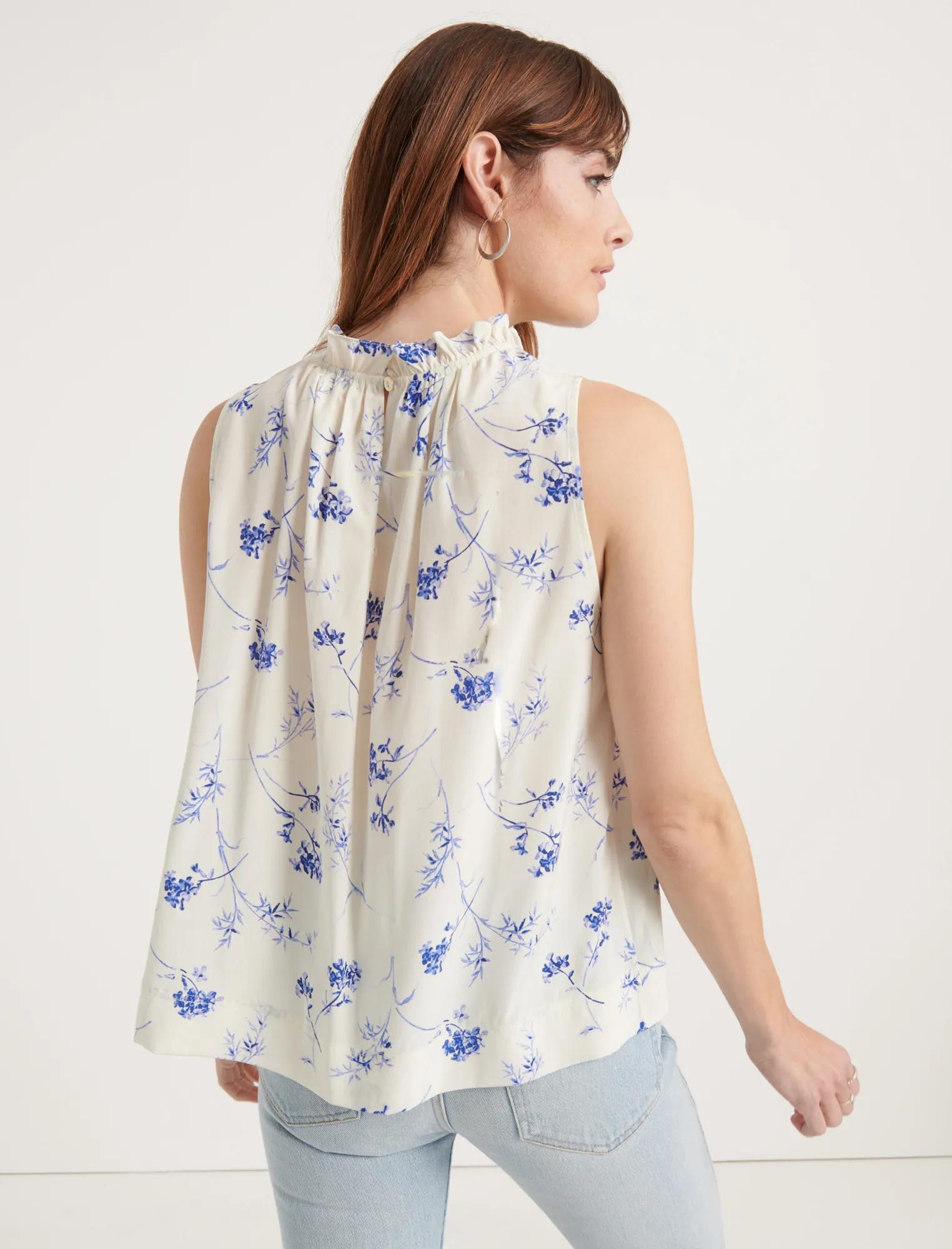 POMEGRANATE VOILE RUFFLE NECK BLOUSE, image 3