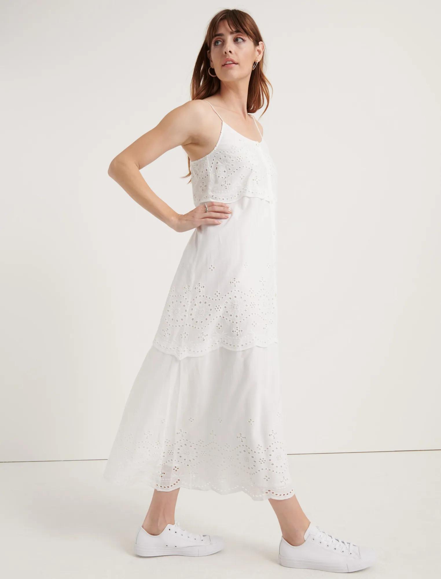 POMEGRANATE EYELET VOILE TIERED DRESS, image 2