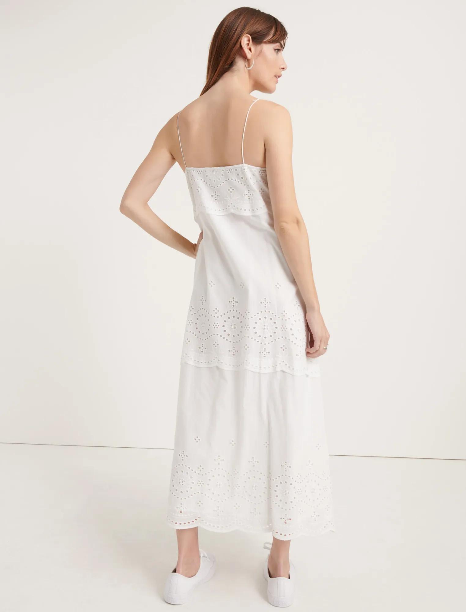 POMEGRANATE EYELET VOILE TIERED DRESS, image 3
