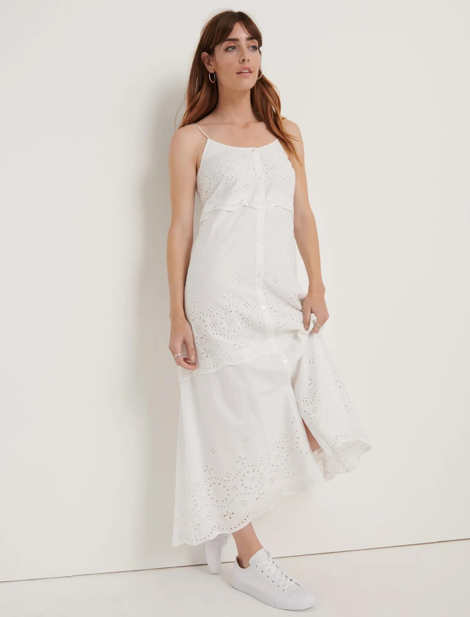 POMEGRANATE EYELET VOILE TIERED DRESS, image 4