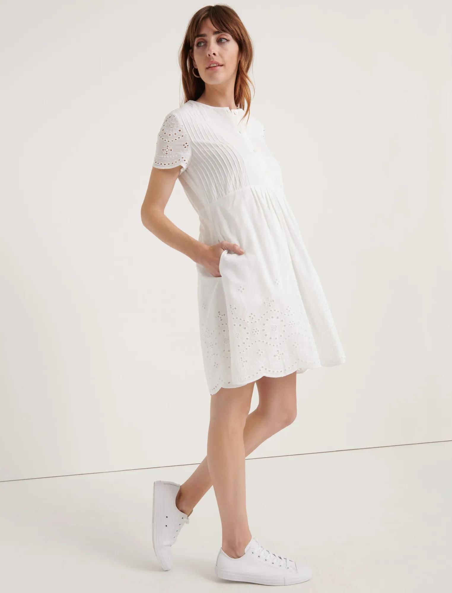 POMEGRANATE EYELET VOILE PINTUCK DRESS, image 2