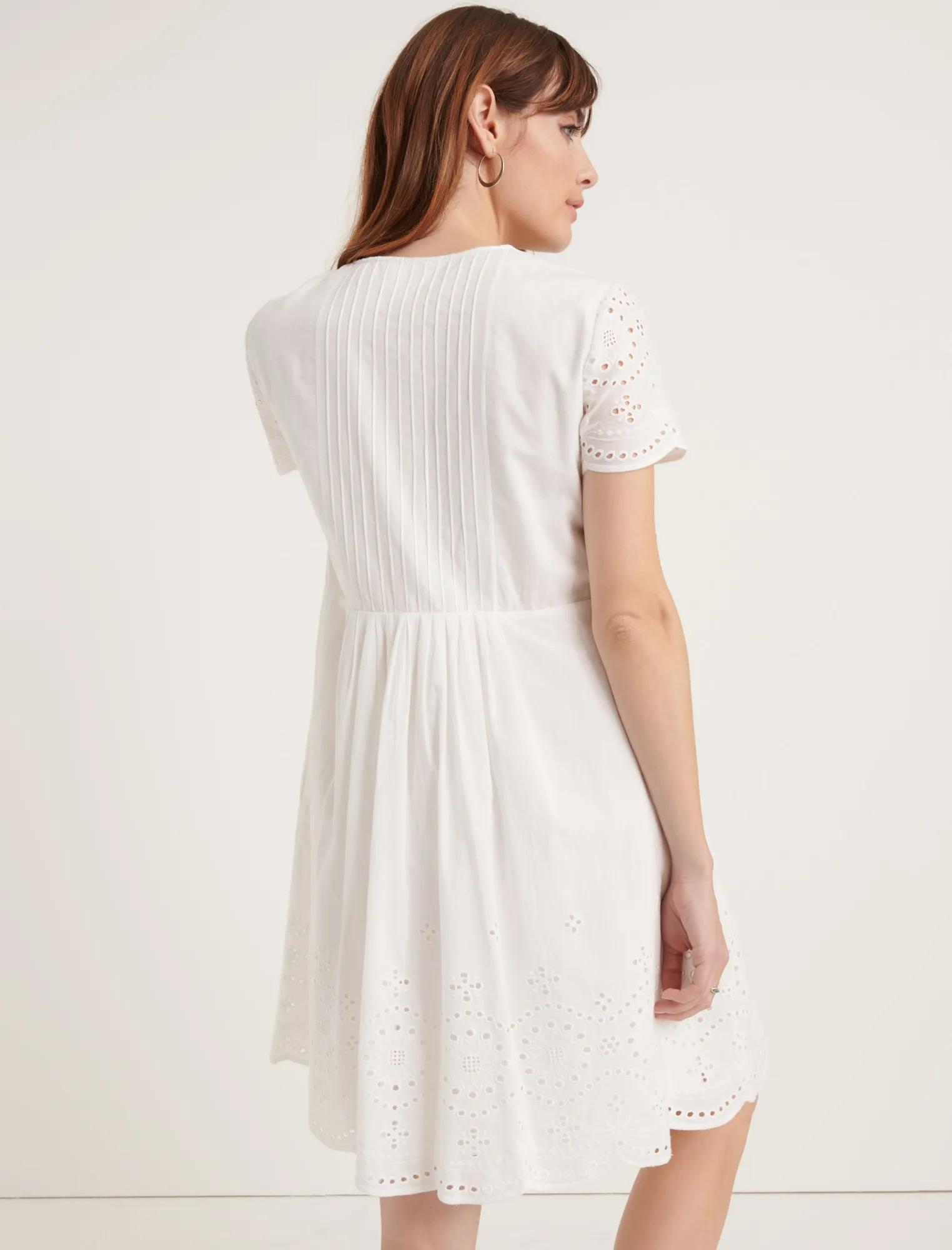 POMEGRANATE EYELET VOILE PINTUCK DRESS, image 3