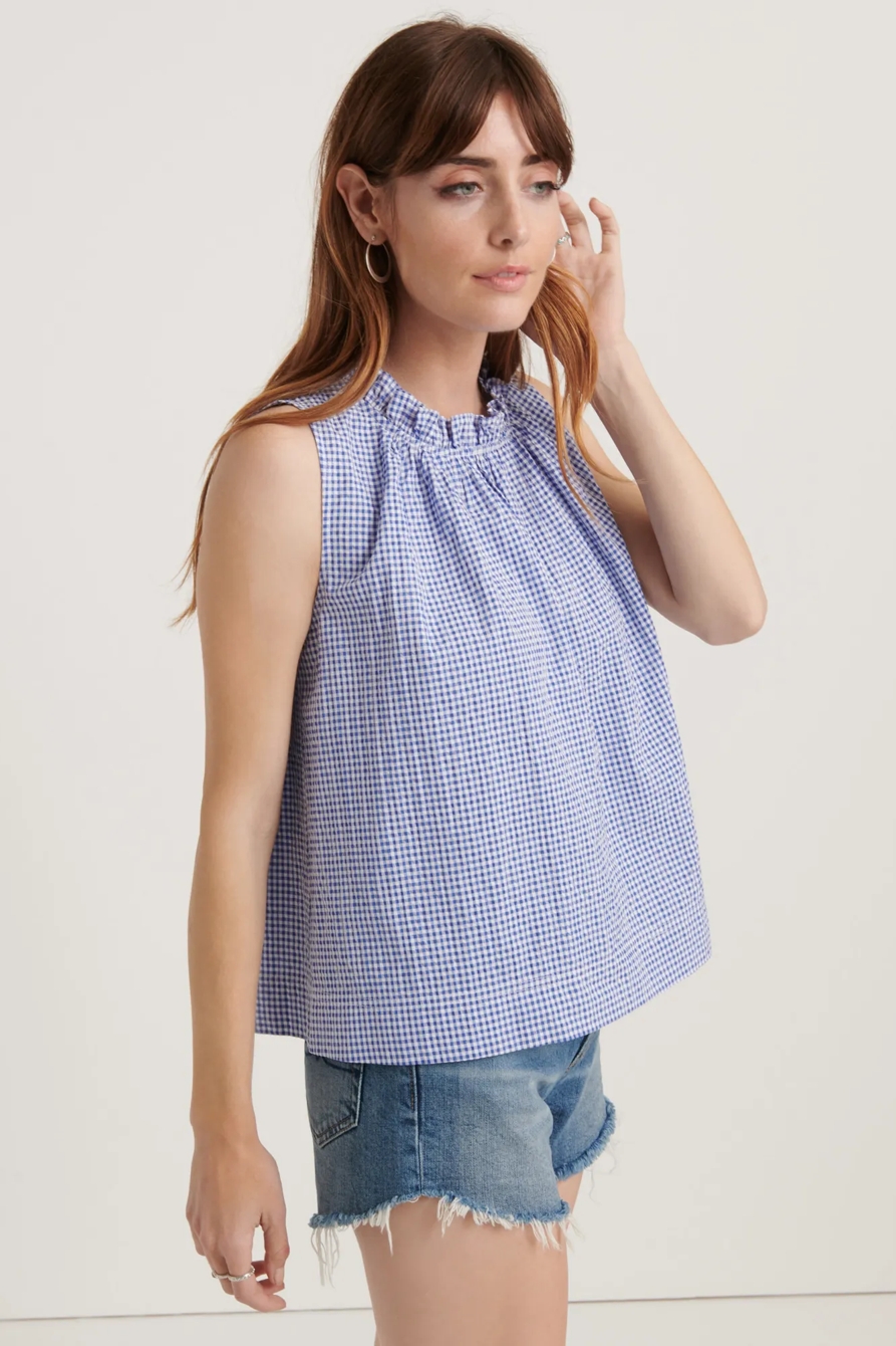 POMEGRANATE GINGHAM RUFFLE NECK BLOUSE, image 2