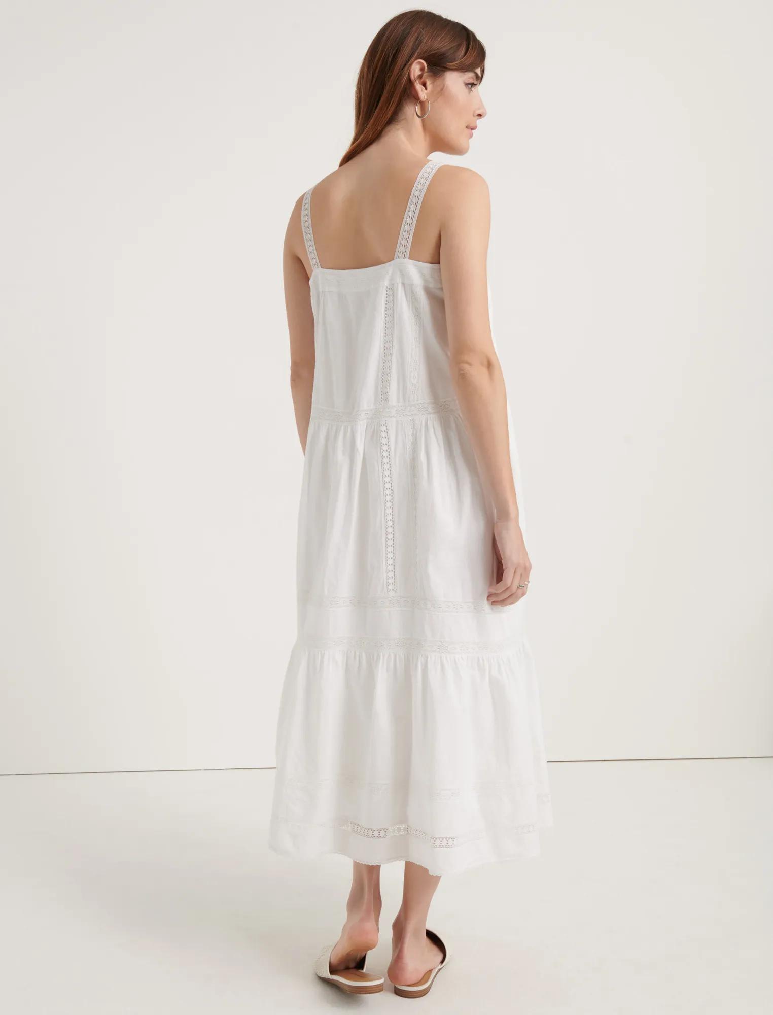 POMEGRANATE INSET COTTON VOILE PRAIRIE DRESS, image 3