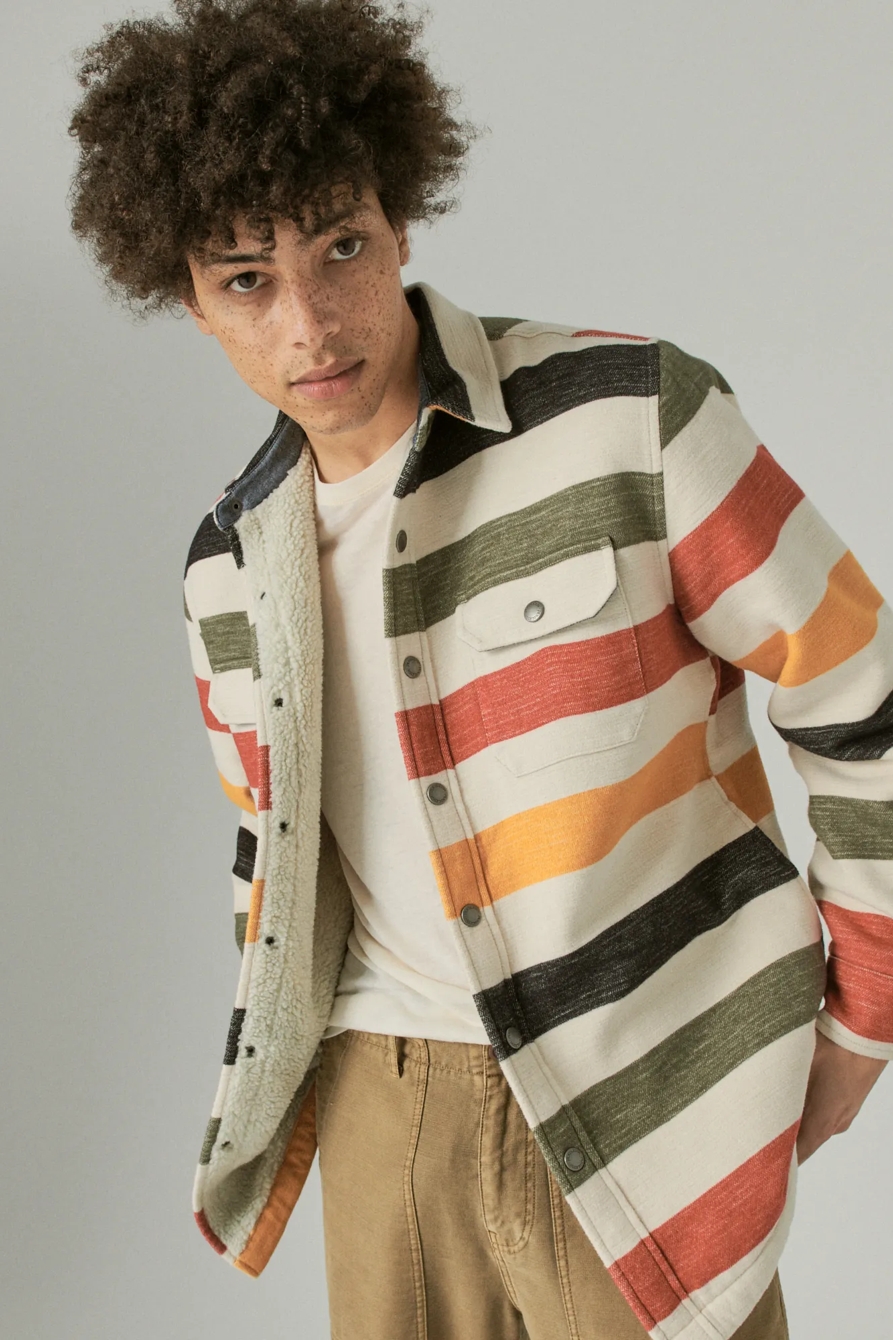 PENDLETON STRIPE COTTON FAUX SHEARLING-LINED SHIRT JACKET, image 1