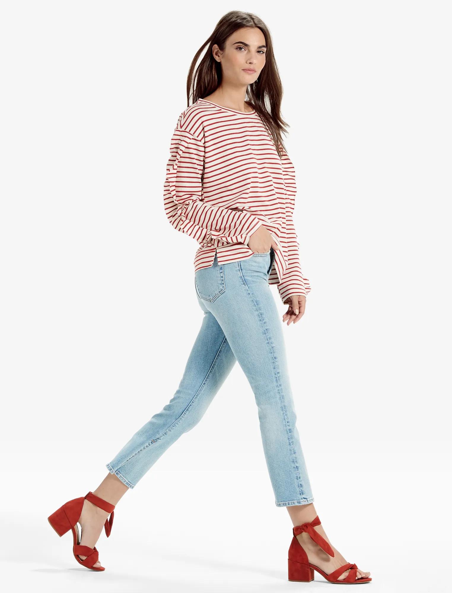 STRIPED RUFFLE SLEEVE TOP, image 2