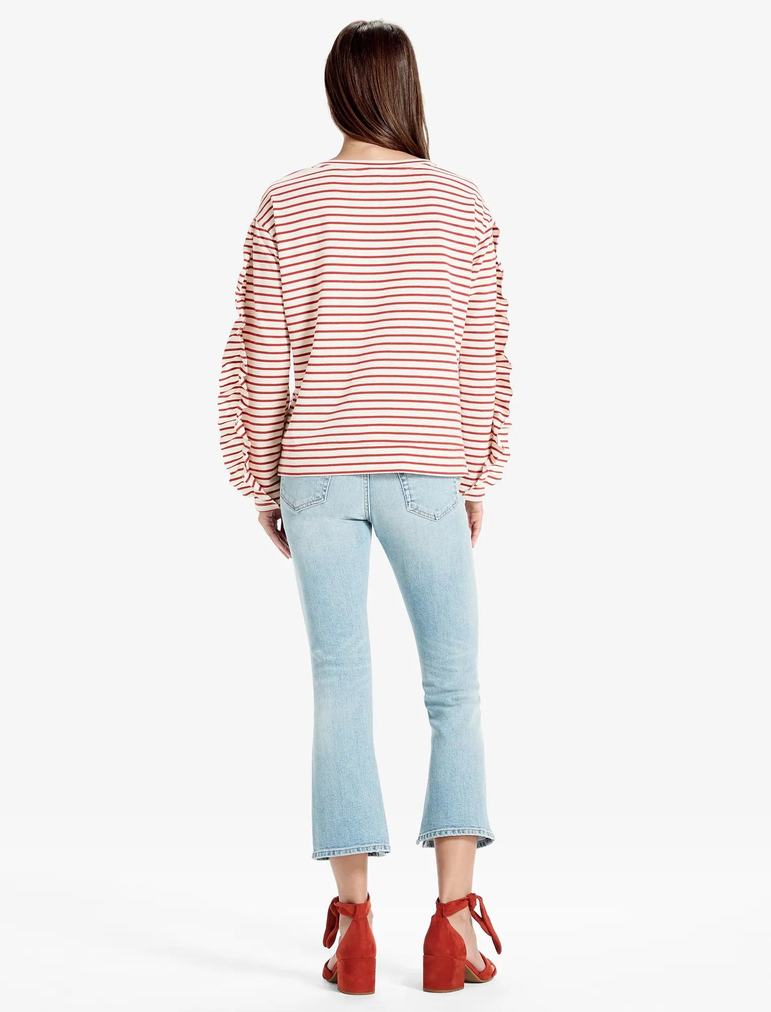 STRIPED RUFFLE SLEEVE TOP, image 3