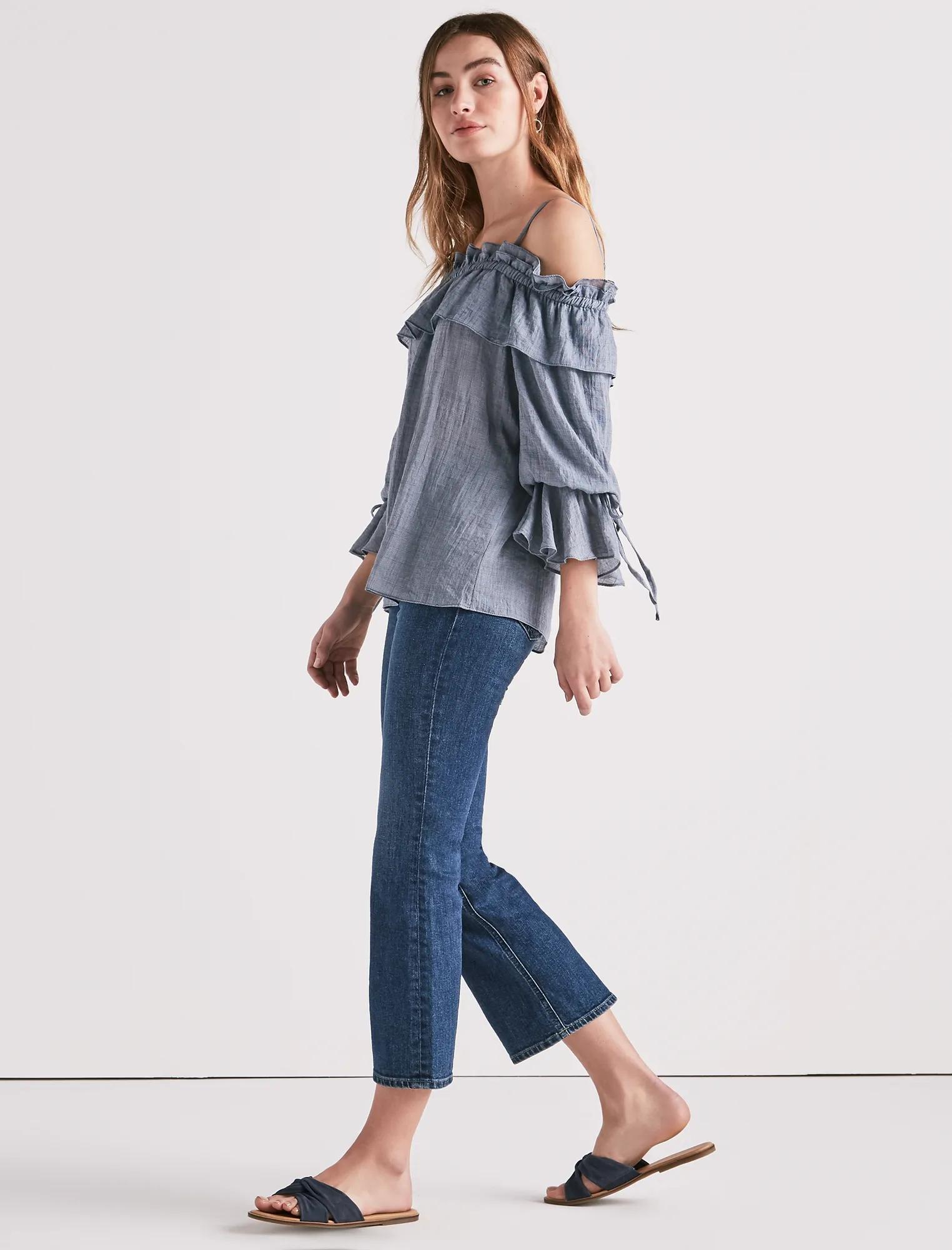 COLD SHOULDER CHAMBRAY TOP, image 2