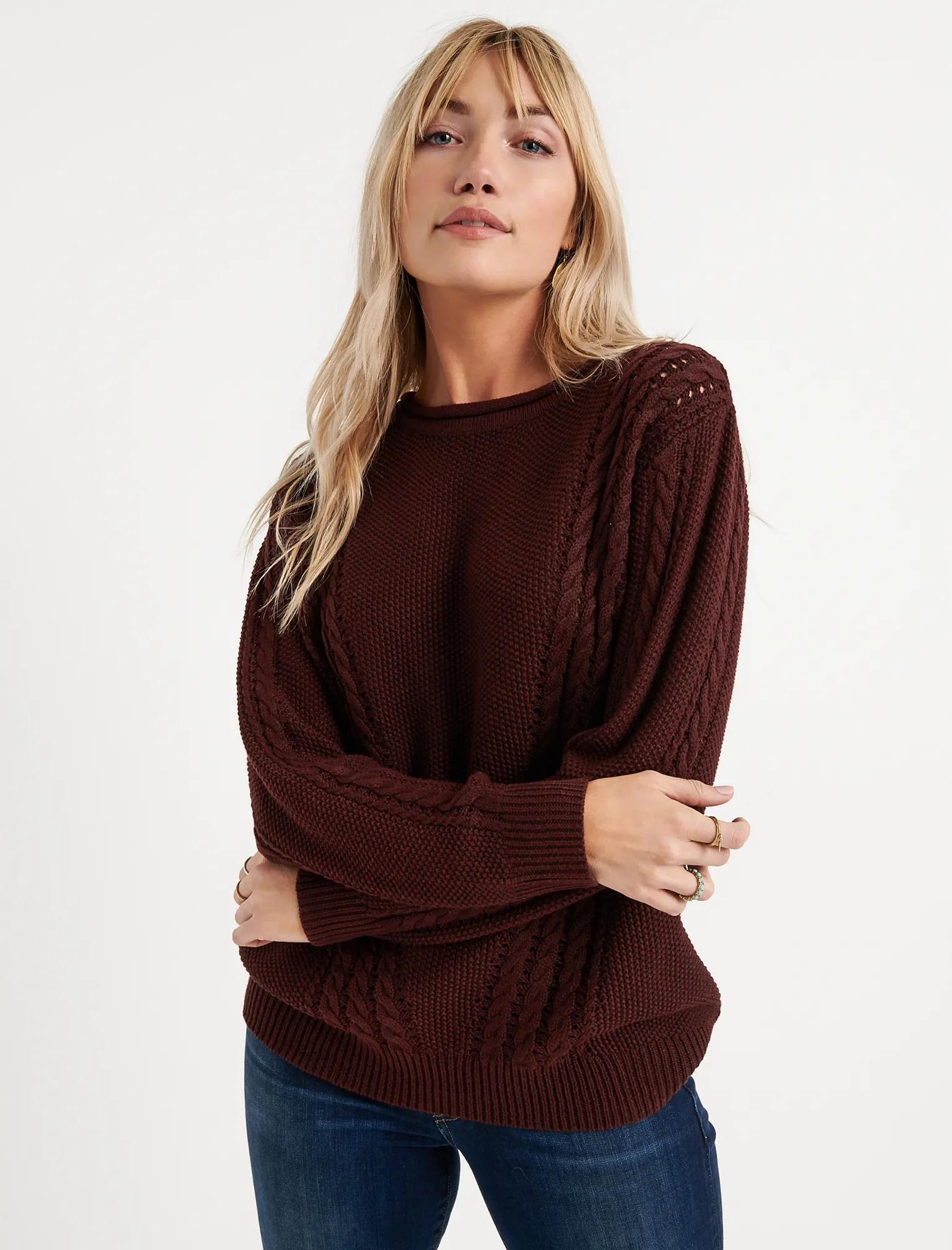 V CABLE KNIT SWEATER, image 4