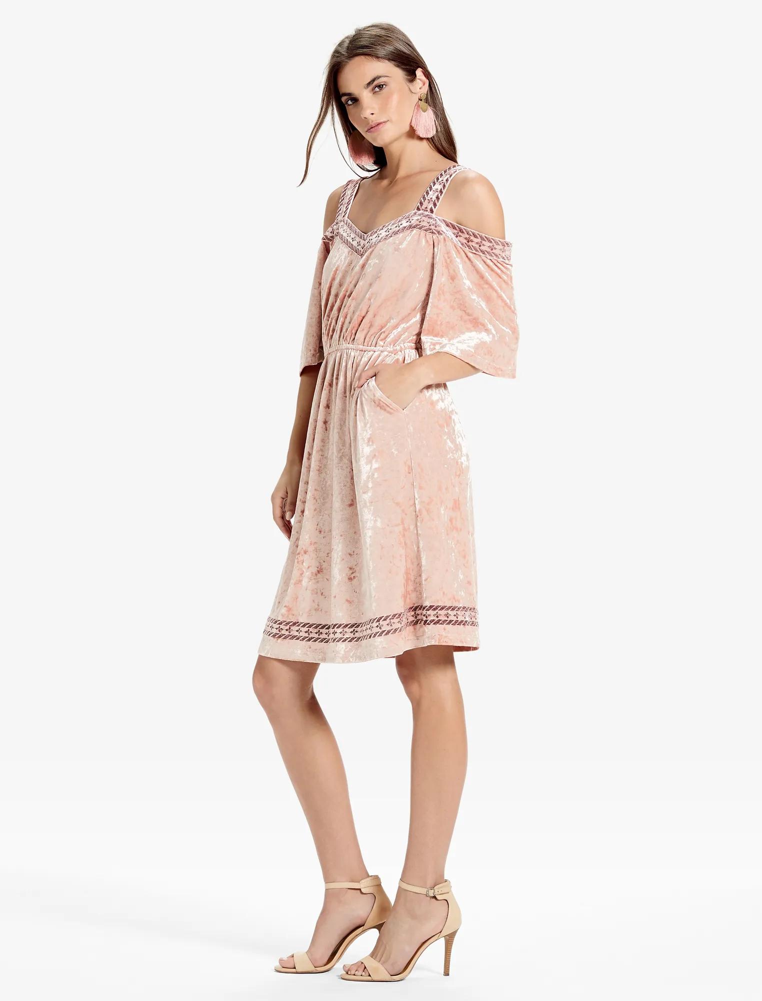 VELVET COLD SHOULDER DRES, image 2