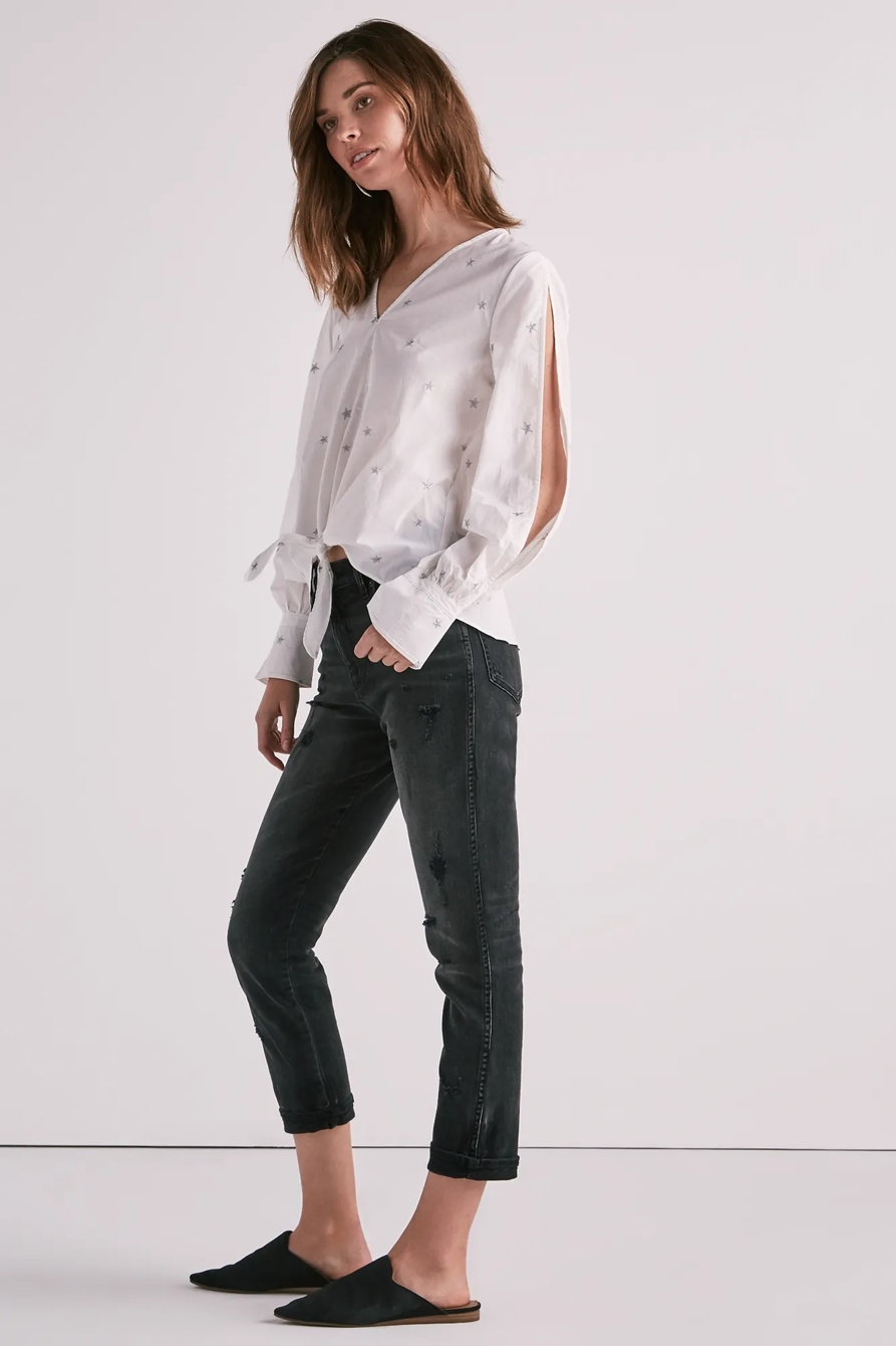 COLD SHOULDER EMBROIDERED POPLIN, image 2