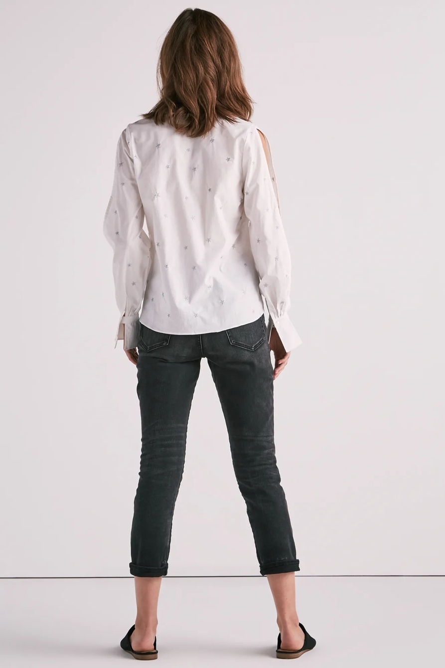 COLD SHOULDER EMBROIDERED POPLIN, image 3
