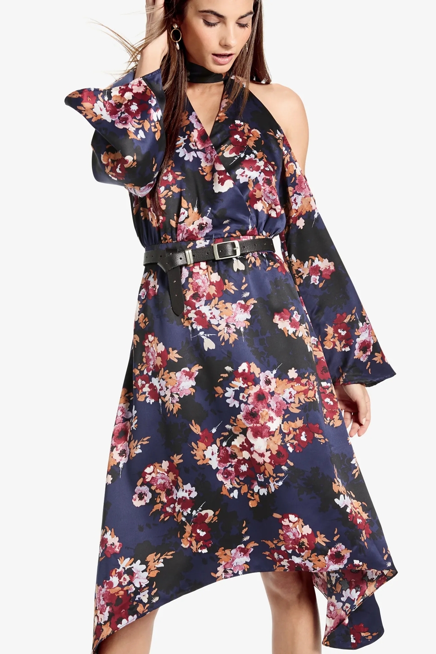 COLD SHOULDER FLORAL DRESS, image 1