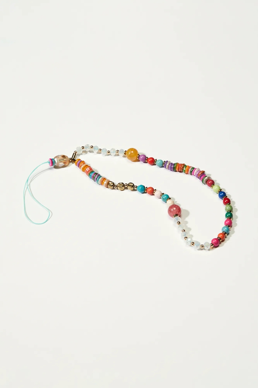 MULTICOLOR BEADED PHONE WRISTLET STRAP, image 1