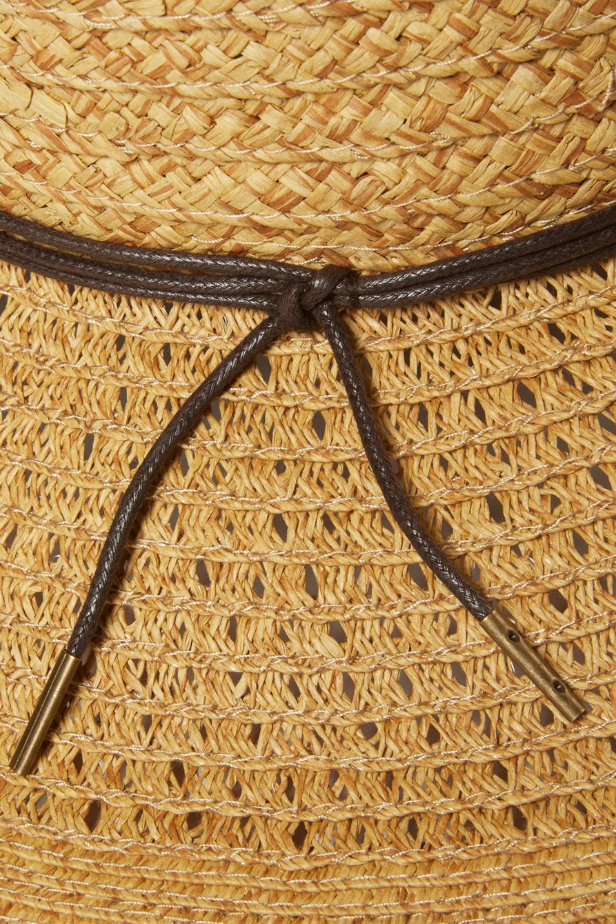 OPEN WEAVE BOATER WITH LEATHER TIE, image 3