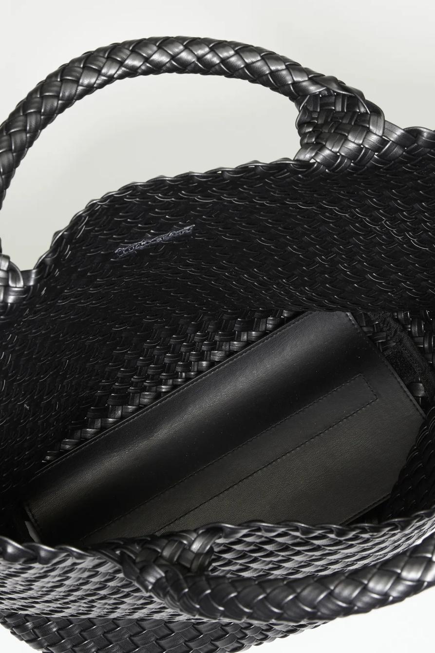 WOVEN VEGAN LEATHER TOTE, image 2