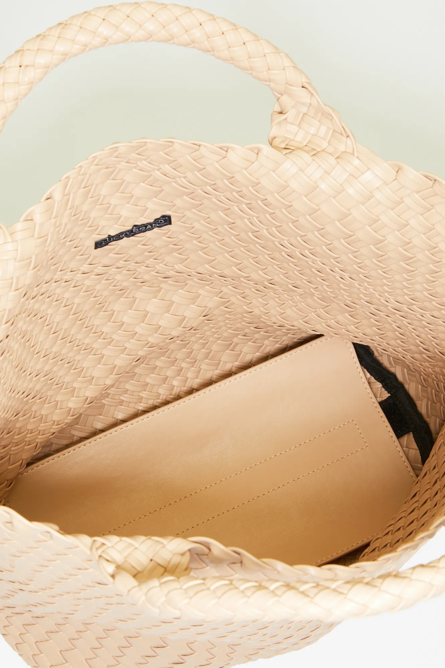 WOVEN VEGAN LEATHER TOTE, image 2