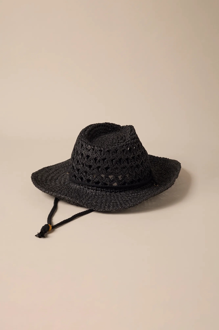 WOVEN COWBOY HAT WITH STRAP, image 2