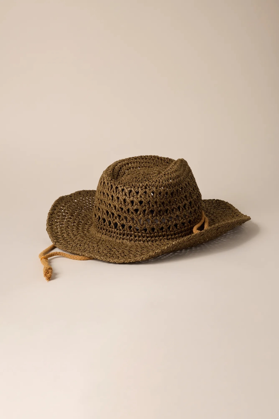 WOVEN COWBOY HAT WITH STRAP, image 2
