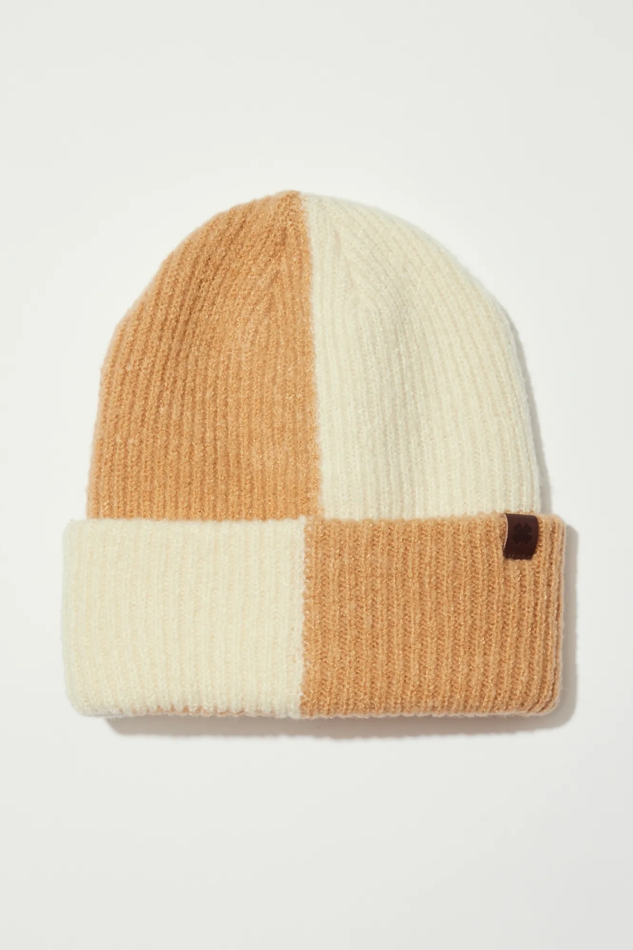 CHECKERED COLOR BLOCK BEANIE, image 1