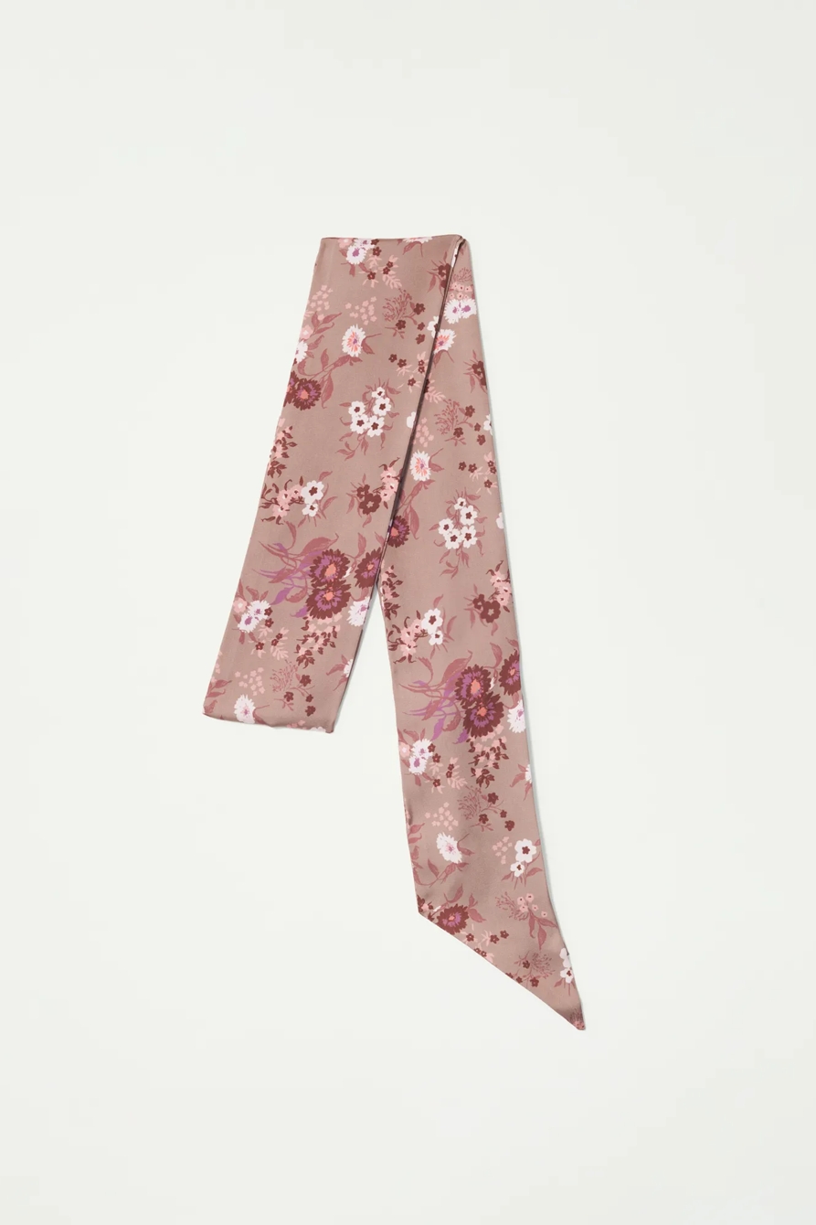 FLORAL SILKY SKINNY SCARF, image 2