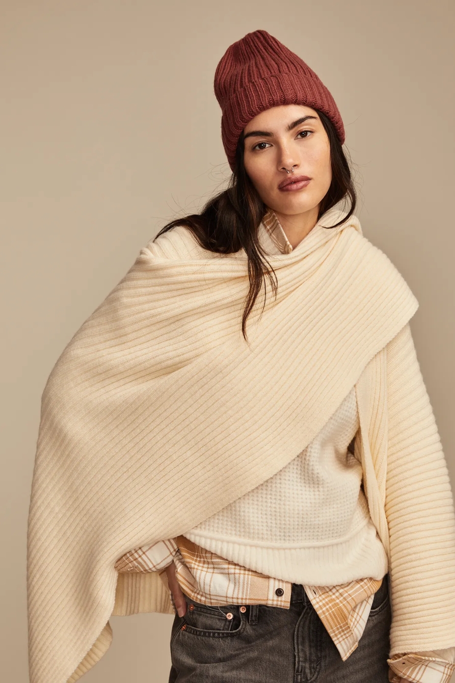 RIB OVERSIZED WRAP SCARF, image 4