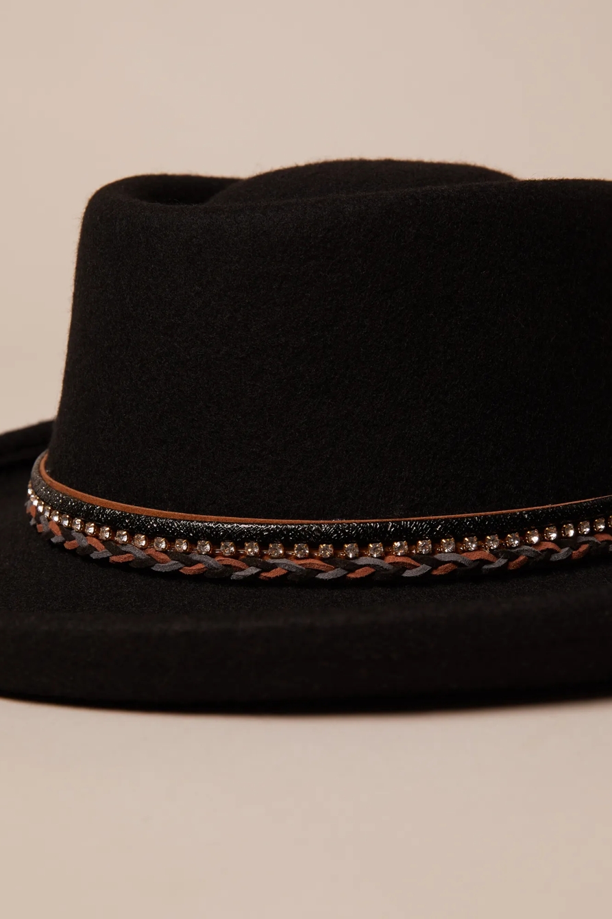 RHINESTONE TIE WIDE BRIM HAT, image 2