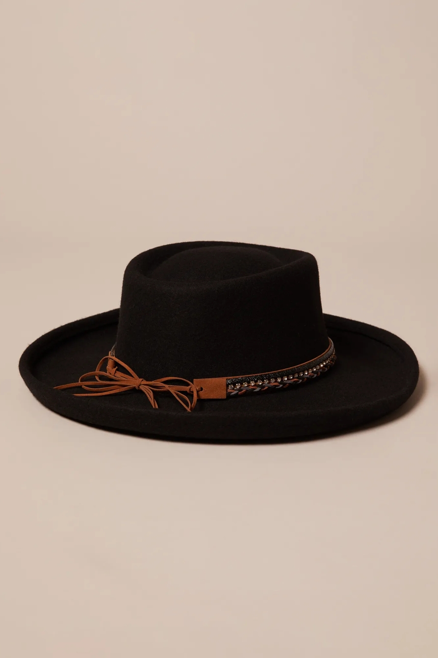 RHINESTONE TIE WIDE BRIM HAT, image 3