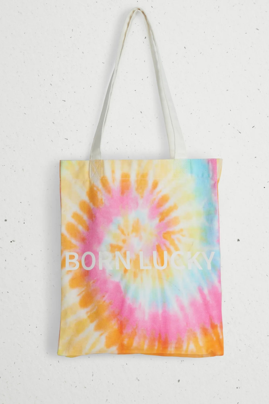 TIE DYE BORN LUCKY PRIDE TOTE, image 2